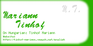 mariann tinhof business card